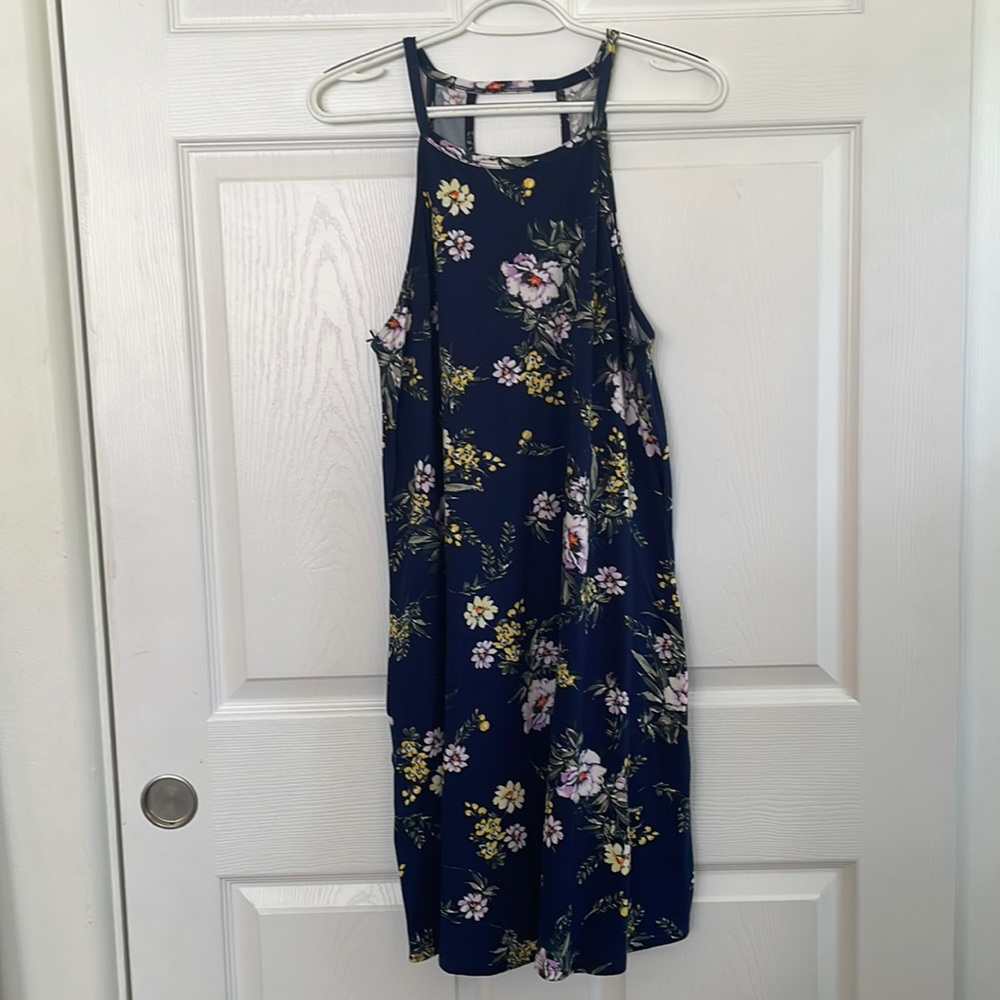 Nine Britton - Peggie Black Detail Knit Dress | L | Navy Floral